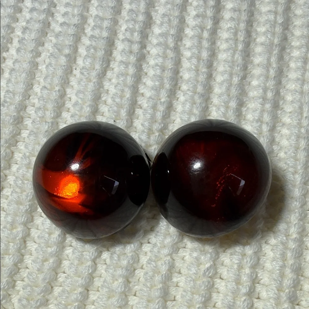 Les Bernard Amber glass Clip-On Earrings